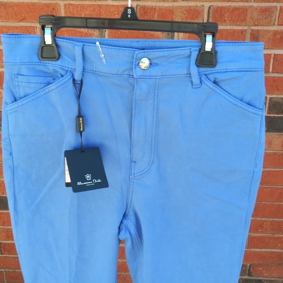 Massimo Dutti Skinny Fit Blue Flare Pants - Picture 3 of 6